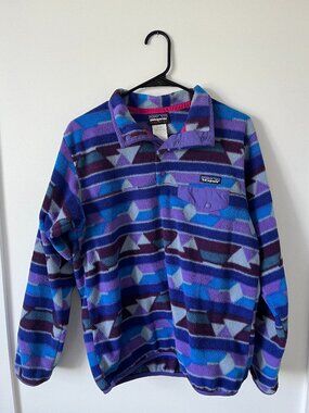Patagonia Synchilla Fleece Blue & Purple Pattern Size ~M/L